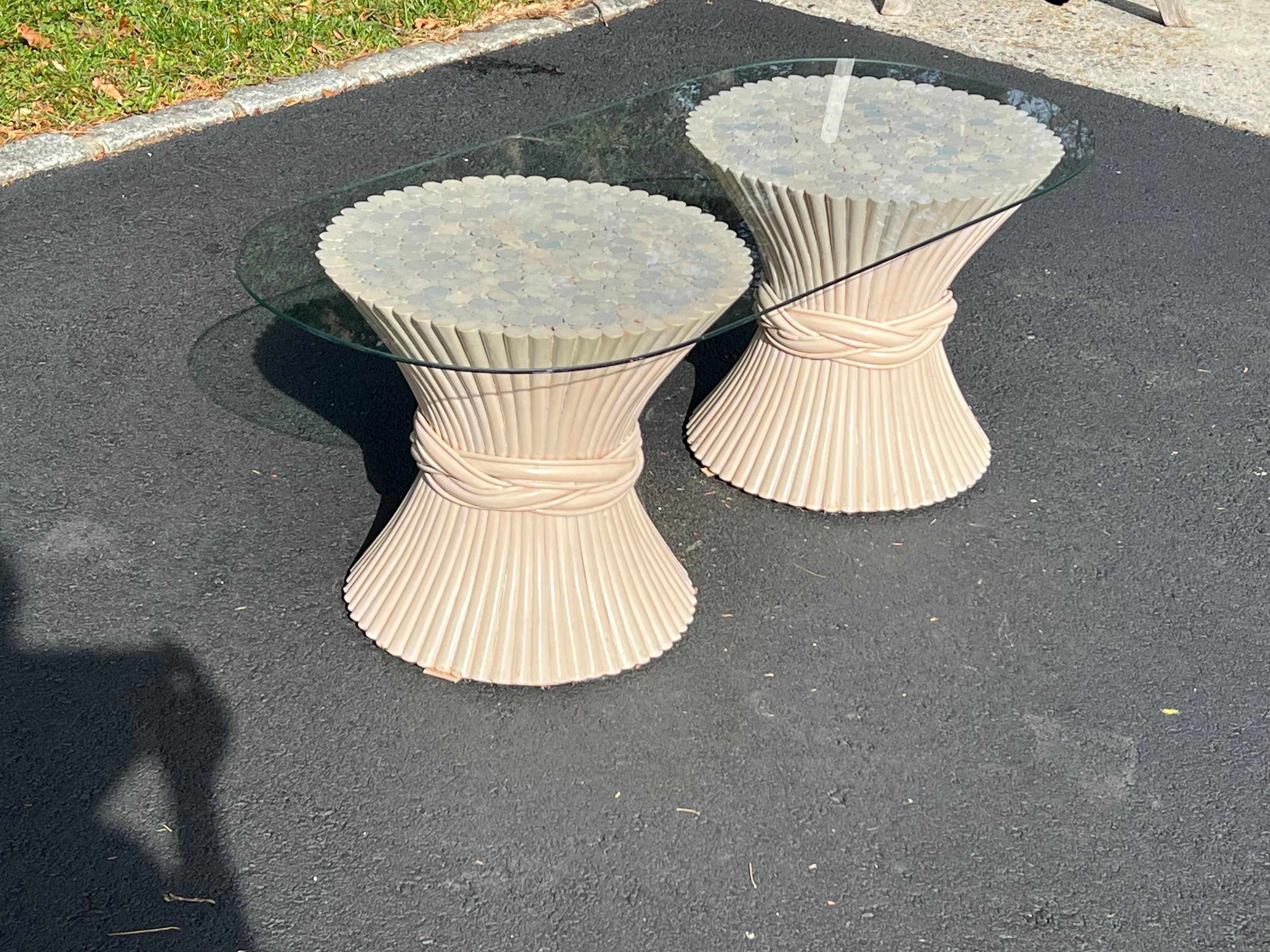 Table basse en rotin McGuire Wheat Chaff Coastal en vente 5