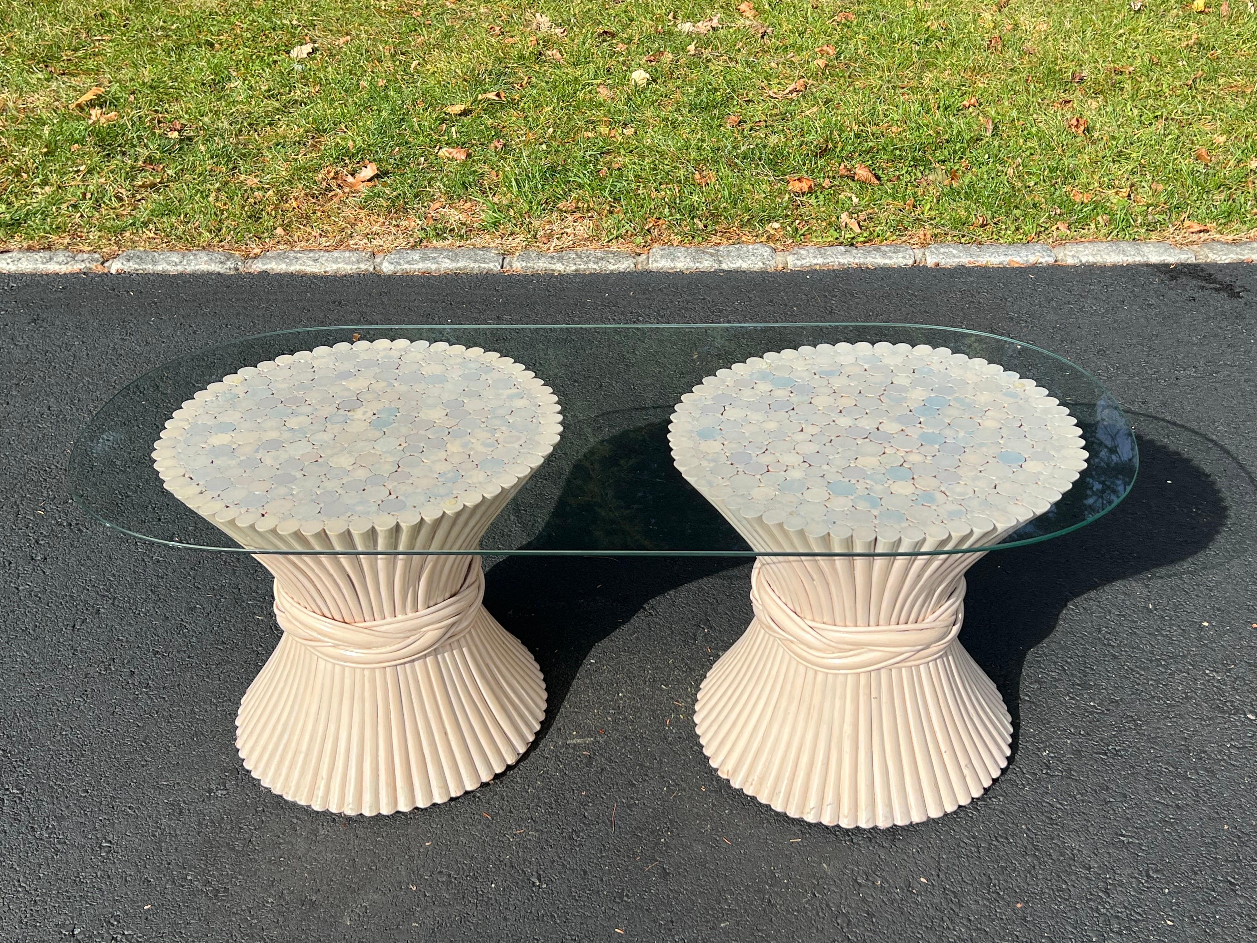 Table basse en rotin McGuire Wheat Chaff Coastal en vente 8