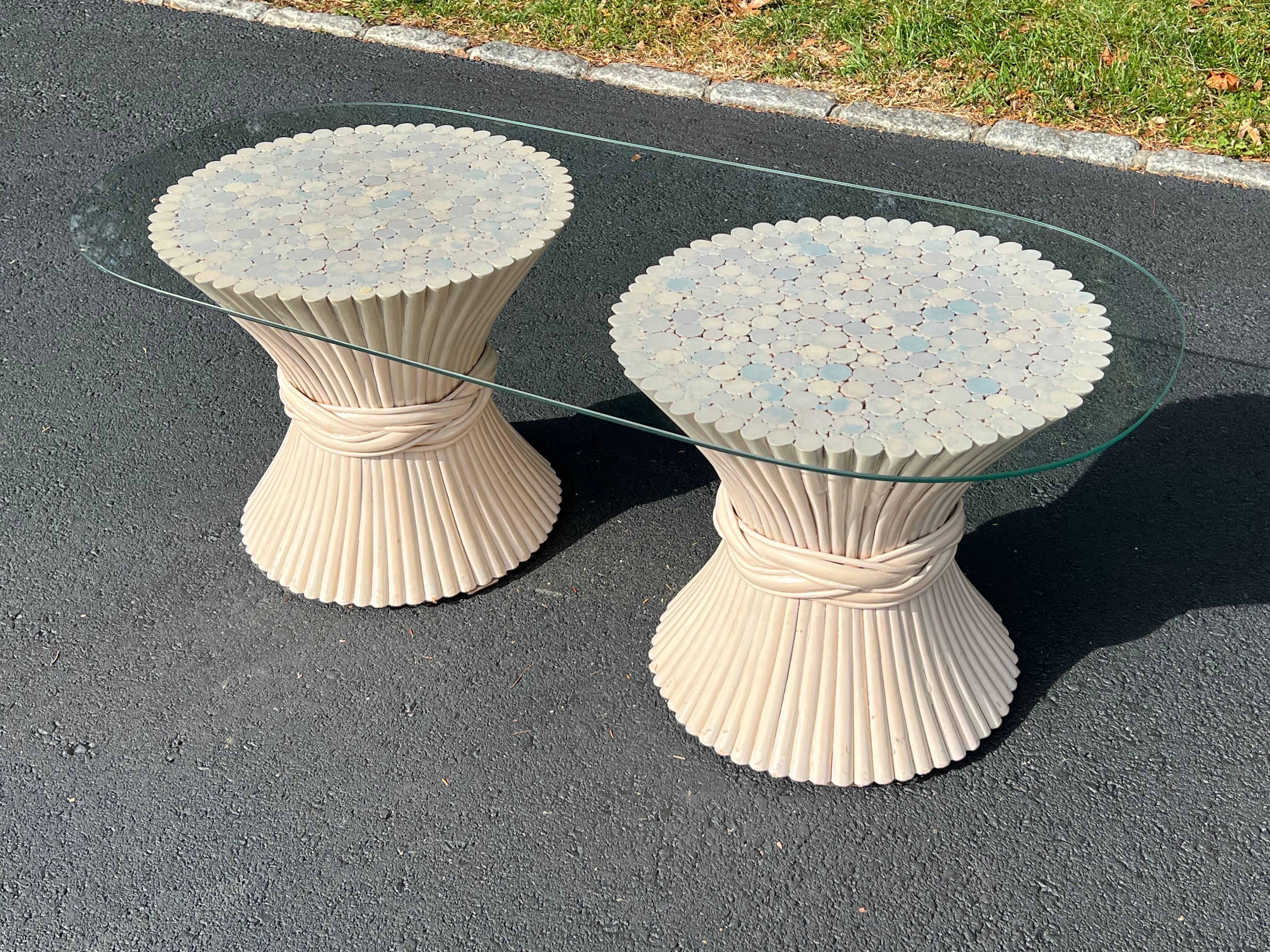 Table basse en rotin McGuire Wheat Chaff Coastal en vente 3