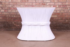 McGuire White Lacquered Sheaf of Wheat Dining Table Pedestal Base, Refinished
