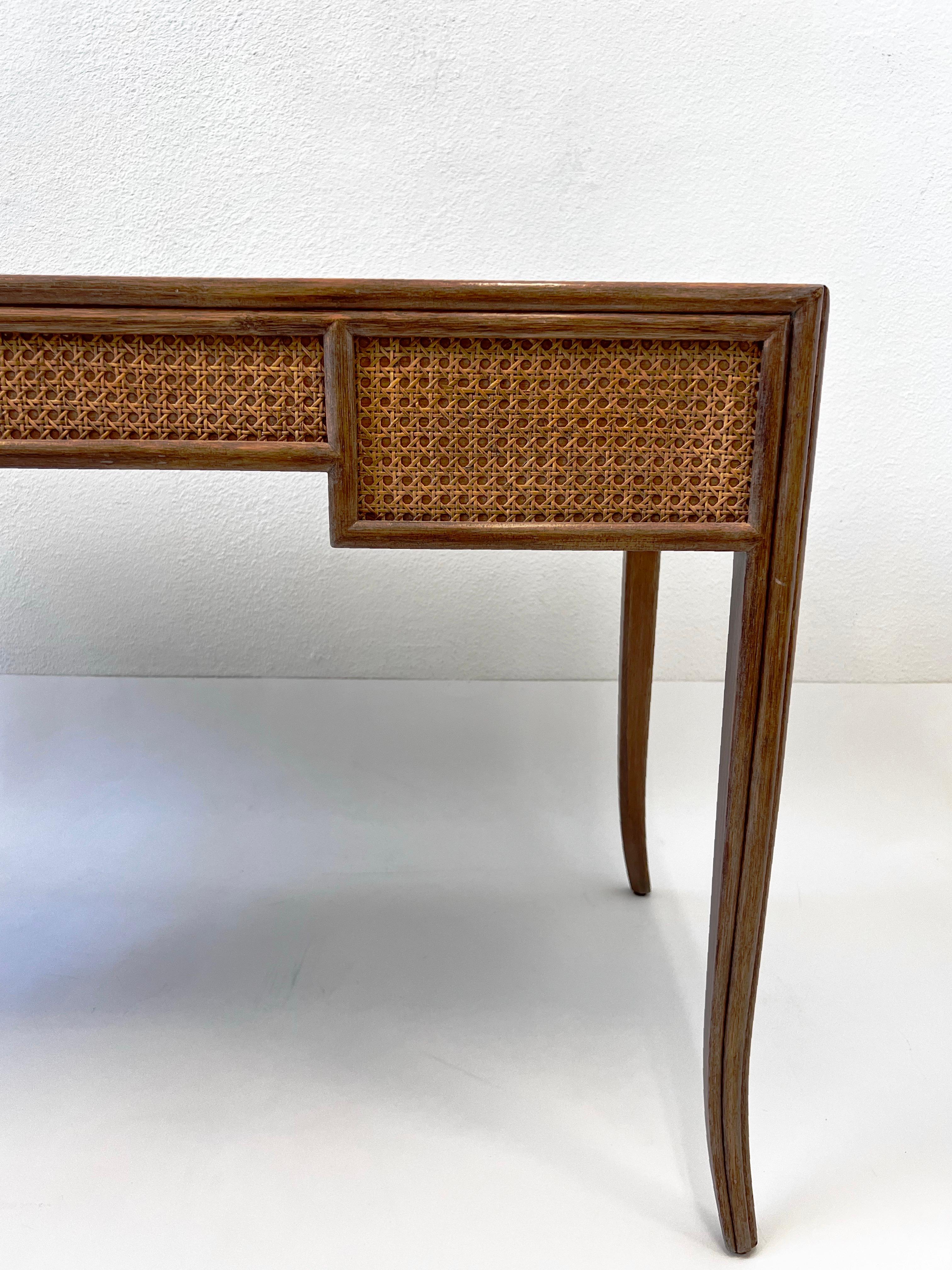 McGuire Whitewash Oak  Writing Desk and Chair In Good Condition In Palm Springs, CA