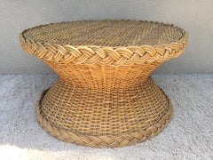 McGuire Wicker Circular Coffee Table/ Side Table