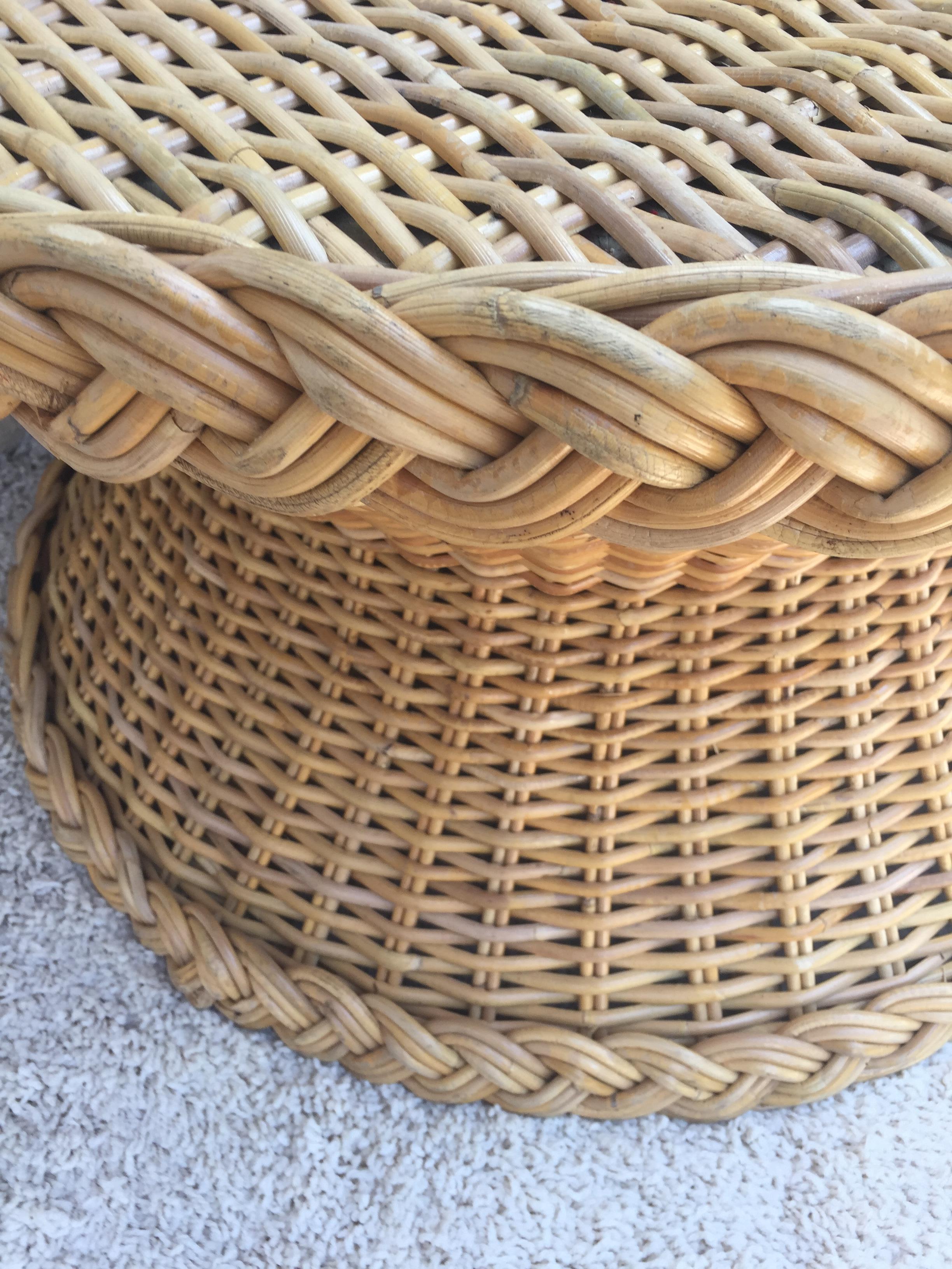 20th Century McGuire Wicker Circular Coffee Table/ Side Table