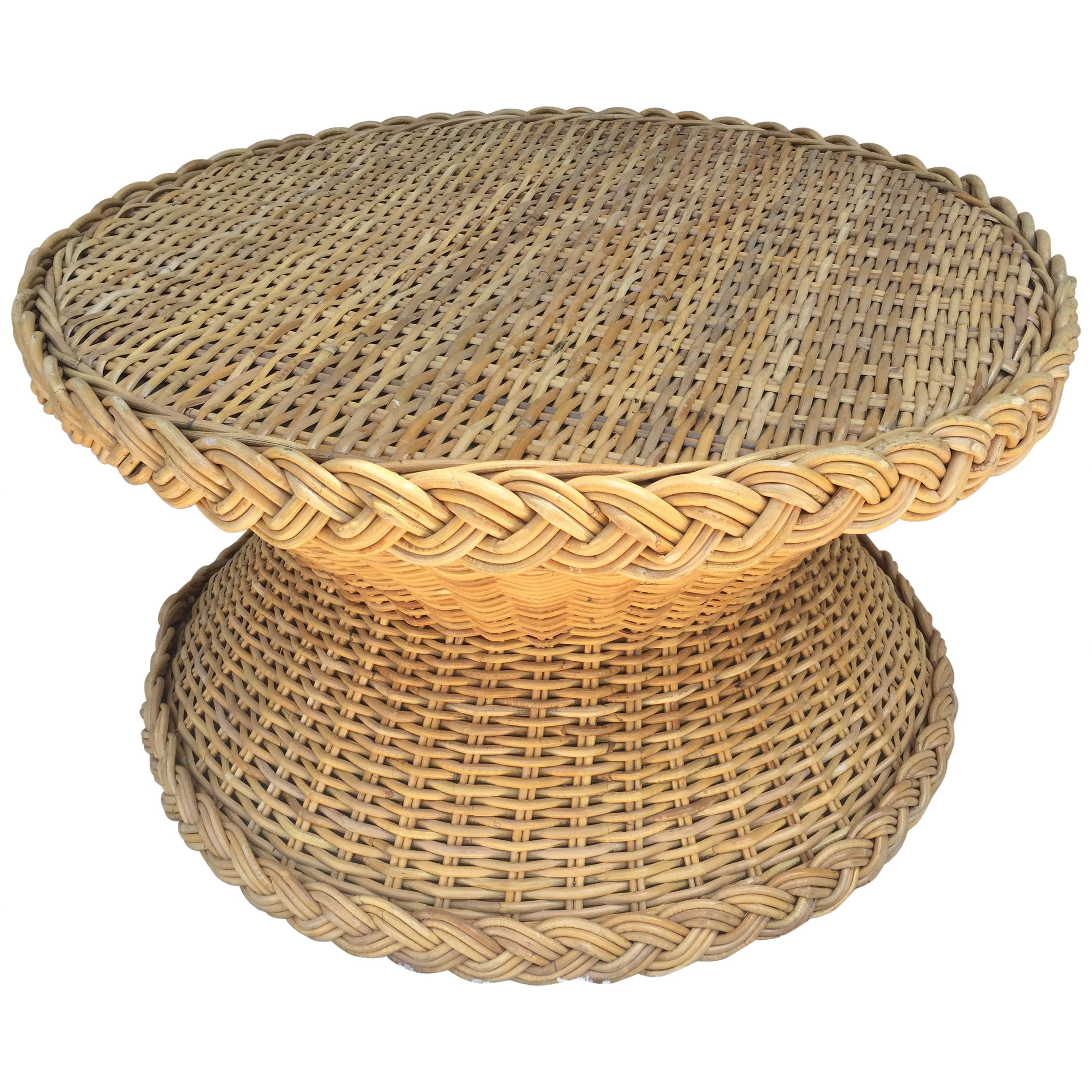 McGuire Wicker Circular Coffee Table/ Side Table