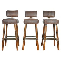 McGuirre Set of 3 Leather Bar Stools