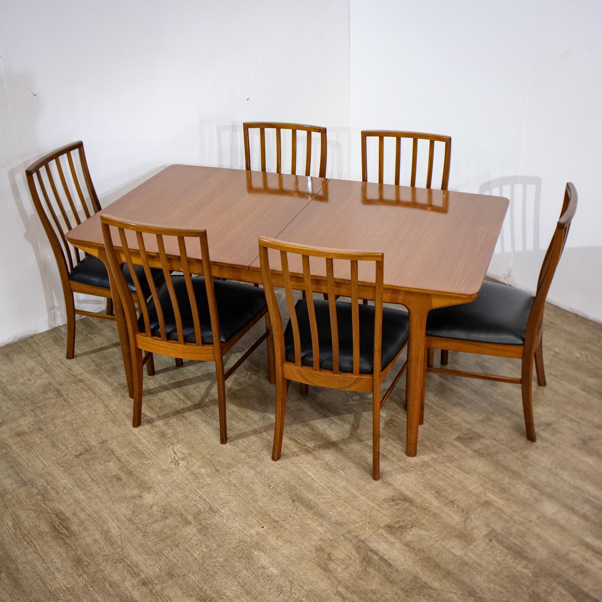 Mid-Century Modern McIntosh Dining Table & Set of 6 Chairs For Sale