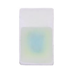 Sculpture murale abstraite contemporaine en deux dimensions bleue, verte et blanche