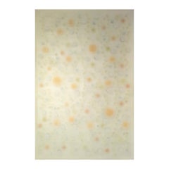 "No. 2125P" Peinture contemporaine orange et verte semi-transparente en techniques mixtes