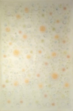 "Nr. 2125P" Contemporary Orange & Green Semi-Transparent Mixed Media Painting