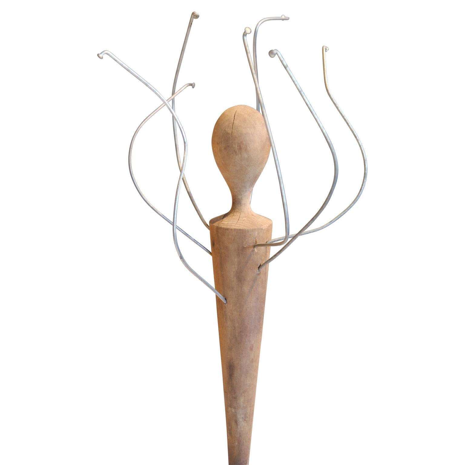 Scultura organica moderna astratta a tecnica mista in acciaio e legno in vendita 4