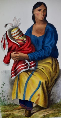 A Chippeway Widow: An Original 19th C. Hand-colored McKenney & Hall Lithograph