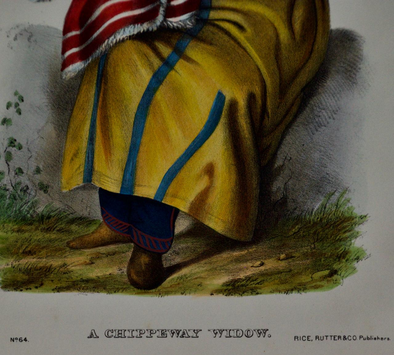 A Chippeway Widow: Eine handkolorierte Original-Lithographie von McKenney & Hall aus dem 19. Jahrhundert im Angebot 3