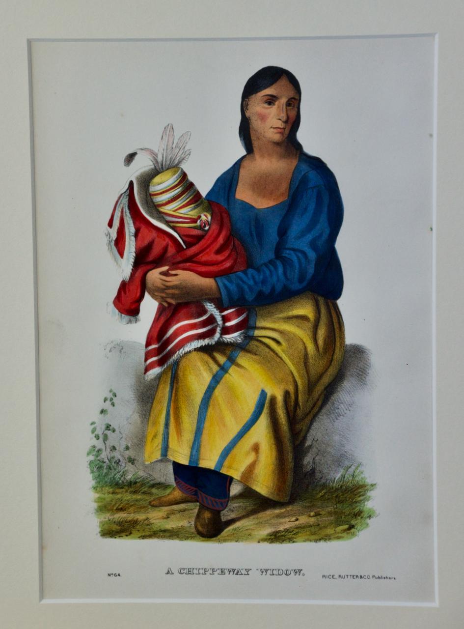 A Chippeway Widow: Eine handkolorierte Original-Lithographie von McKenney & Hall aus dem 19. Jahrhundert im Angebot 4