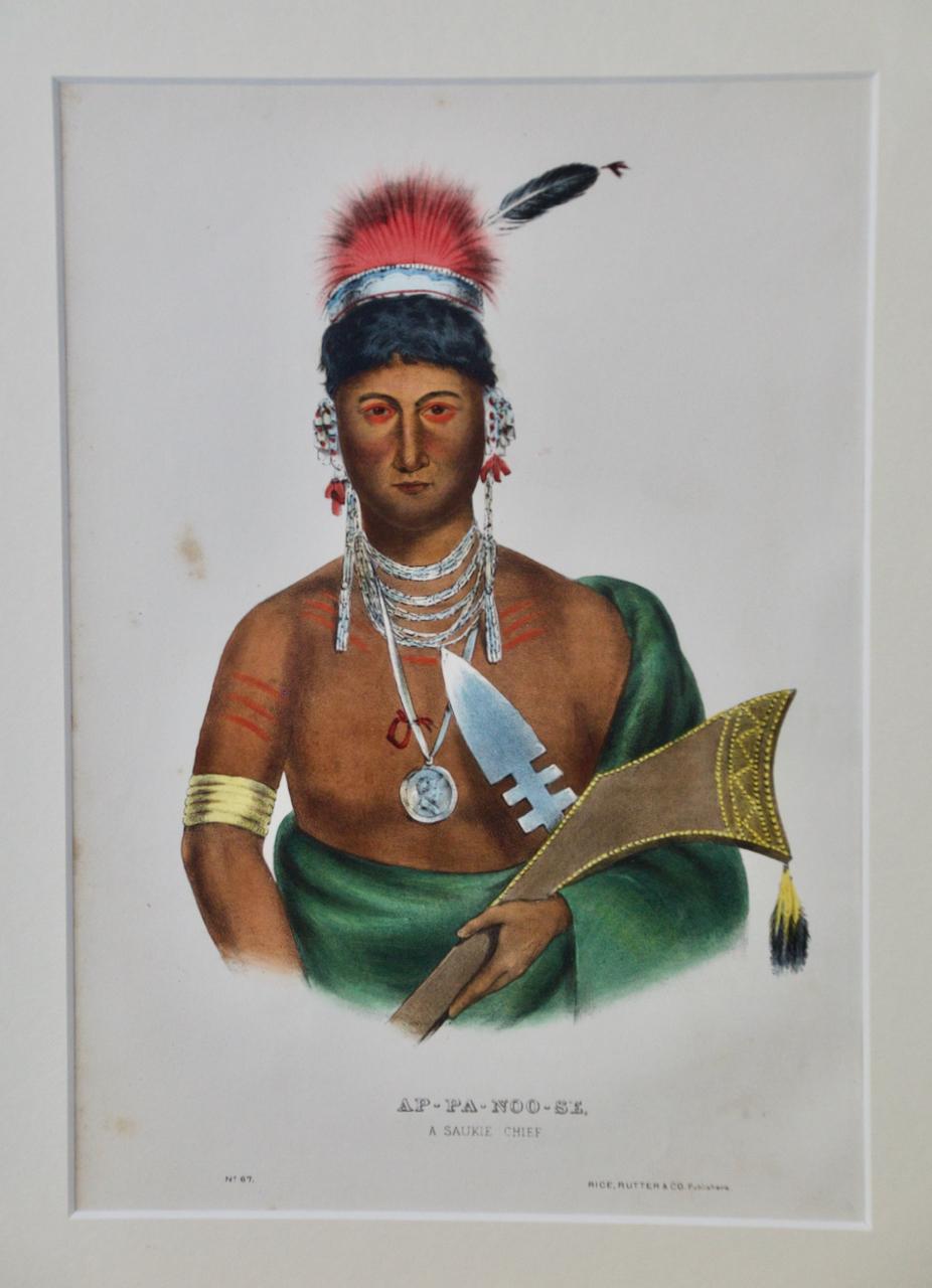 Ap-Pa-Noo-Se, A Saukie Chief: Original Hand-colored McKenney & Hall Lithograph For Sale 1