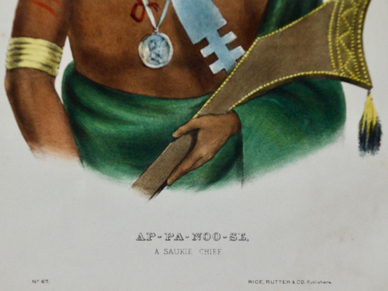 Ap-Pa-Noo-Se, A Saukie Chief: Original Hand-colored McKenney & Hall Lithograph For Sale 3