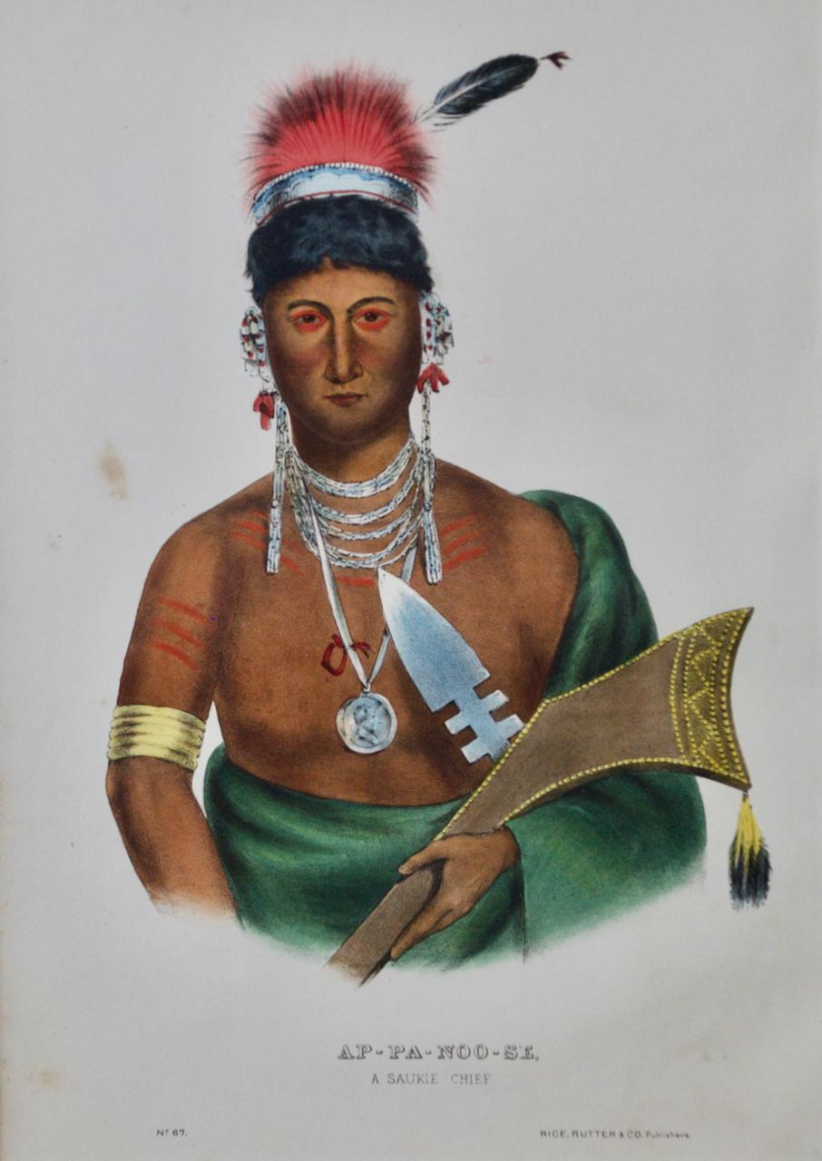 Ap-Pa-Noo-Se, A Saukie Chief: Original Hand-colored McKenney & Hall Lithograph