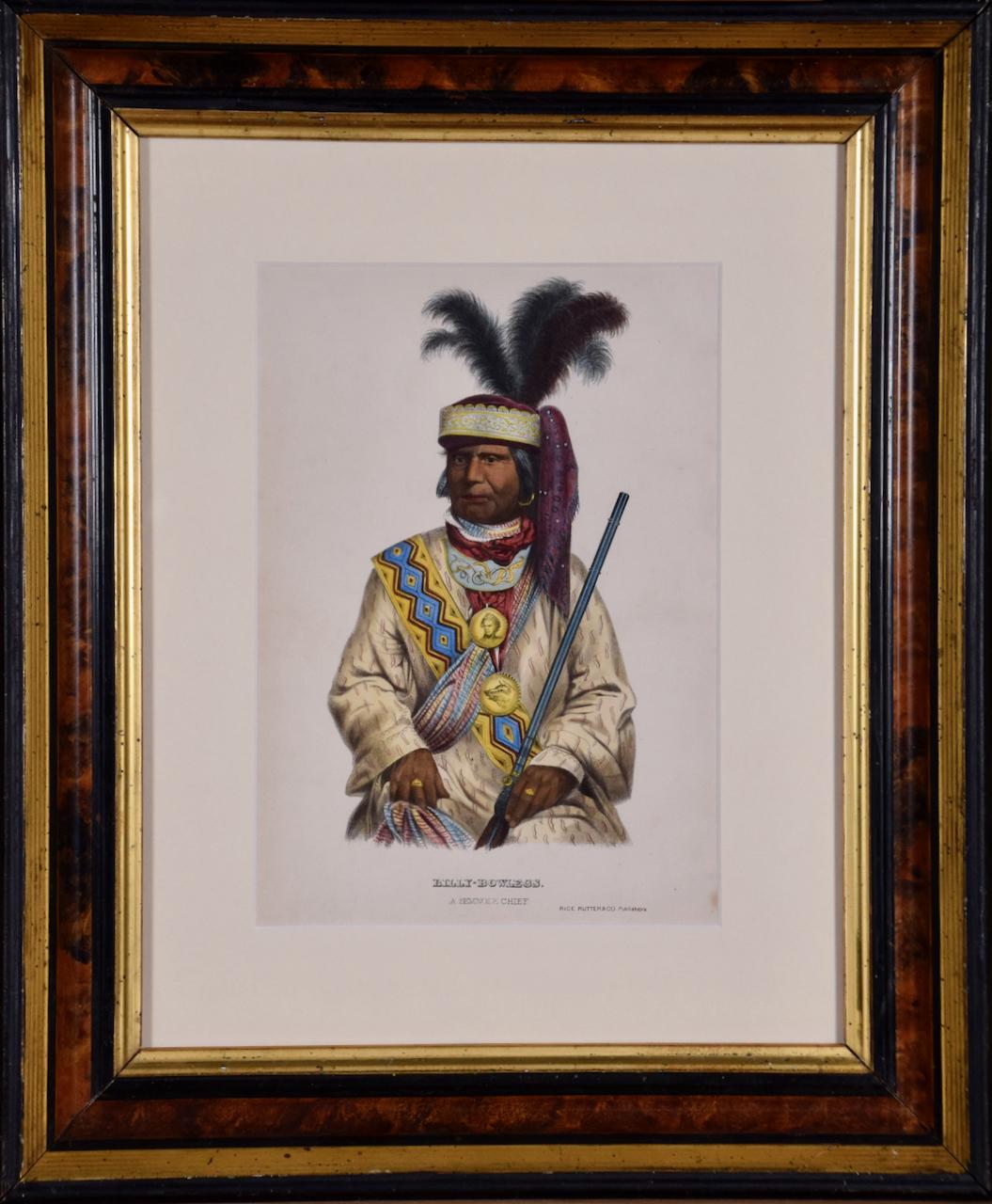 Billy Bowlegs, Seminole: Litografia originale incorniciata di McKenney & Hall colorata a mano
