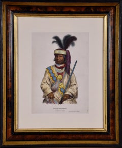 Billy Bowlegs, Seminole: Gerahmtes Original McKenney, Hall Handkolorierte Lithographie