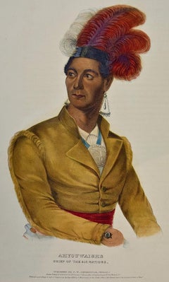 Ahyouwaighs, Chief of Six Nations: Hand-colored McKenney Folio-sized Lithograph