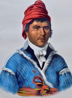 Nah-Et-Luc-Hopie: 19th C. Hand-colored McKenney & Hall Folio-sized Lithograph