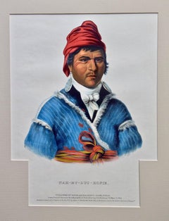 Nah-Et-Luc-Hopie: 19th C. Hand-colored McKenney & Hall Folio-sized Lithograph