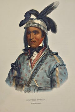 Hand Colored McKenney & Hall Folio Lithograph "Opothle Yoholo, Creek Chief"