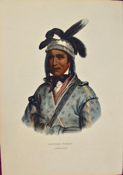 Hand Colored McKenney & Hall Folio Lithograph "Opothle Yoholo, Creek Chief"