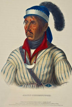 Apauly-Tustennuggee: 19th C. Hand-colored McKenney & Hall Folio-sized Lithograph