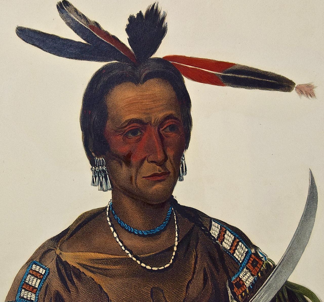 To-Ka-Con, A Sioux Chief : Lithographie colorée à la main de McKenney & Hall en vente 2