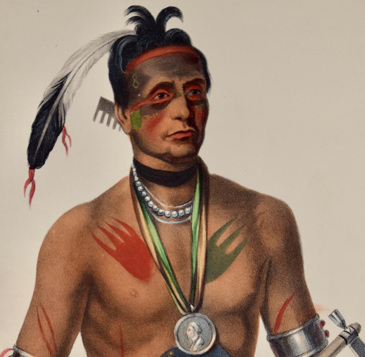 Hoo-Wan-Ne-Ka, A Winnebago Chief: Original handkoloriertes McKenney & Hall Litho im Angebot 2