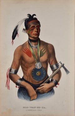 Hoo-Wan-Ne-Ka, A Winnebago Chief: Original Hand-colored McKenney & Hall Litho