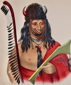 Kish-Ke-Kosh, Fox Brave: Original Hand-colored McKenney & Hall Lithograph