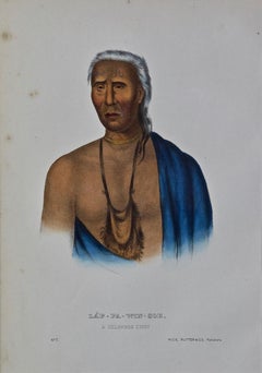 Lap-Pa-Win-Soe, Delaware-Häuptling: Original handkolorierte McKenney & Hall Lithographie