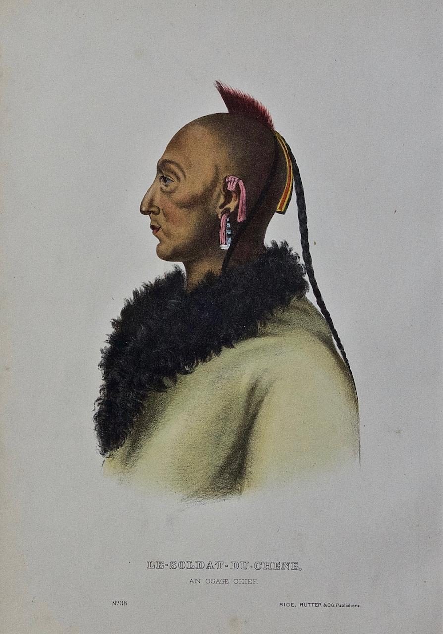 Le-Soldat-Du, An Osage Chief: Original Hand-colored McKenney & Hall Lithograph