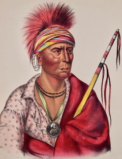 Not-Chi-Mi-Ne, An ioway Chief: Original Hand-colored McKenney & Hall Lithograph