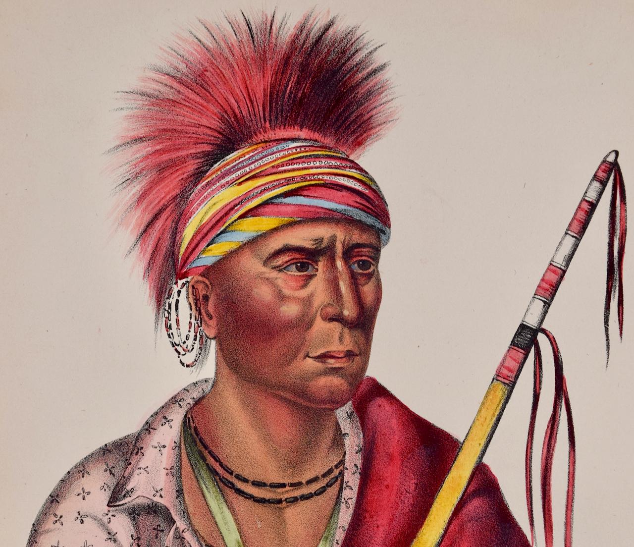 Not-Chi-Mi-Ne, An ioway Chief: Original Hand-colored McKenney & Hall Lithograph For Sale 2