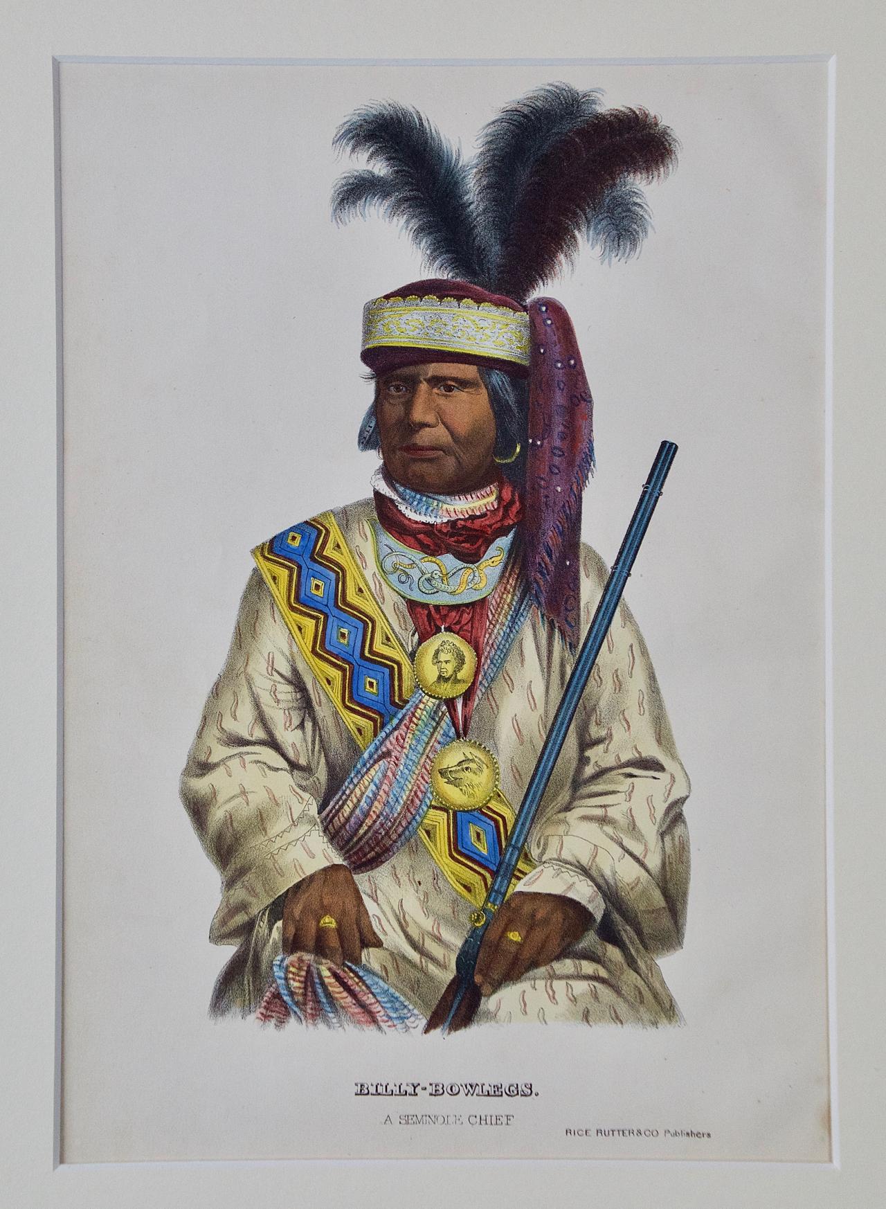 Billy Bowlegs, Chief Seminole Chief: Original McKenney & Hall, handkolorierte Lithographie 