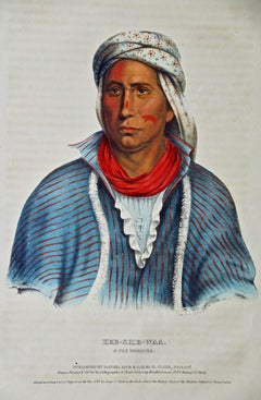Kee-She-Waa, A Fox Warrior: Hand-colored McKenney & Hall Folio-sized Lithograph