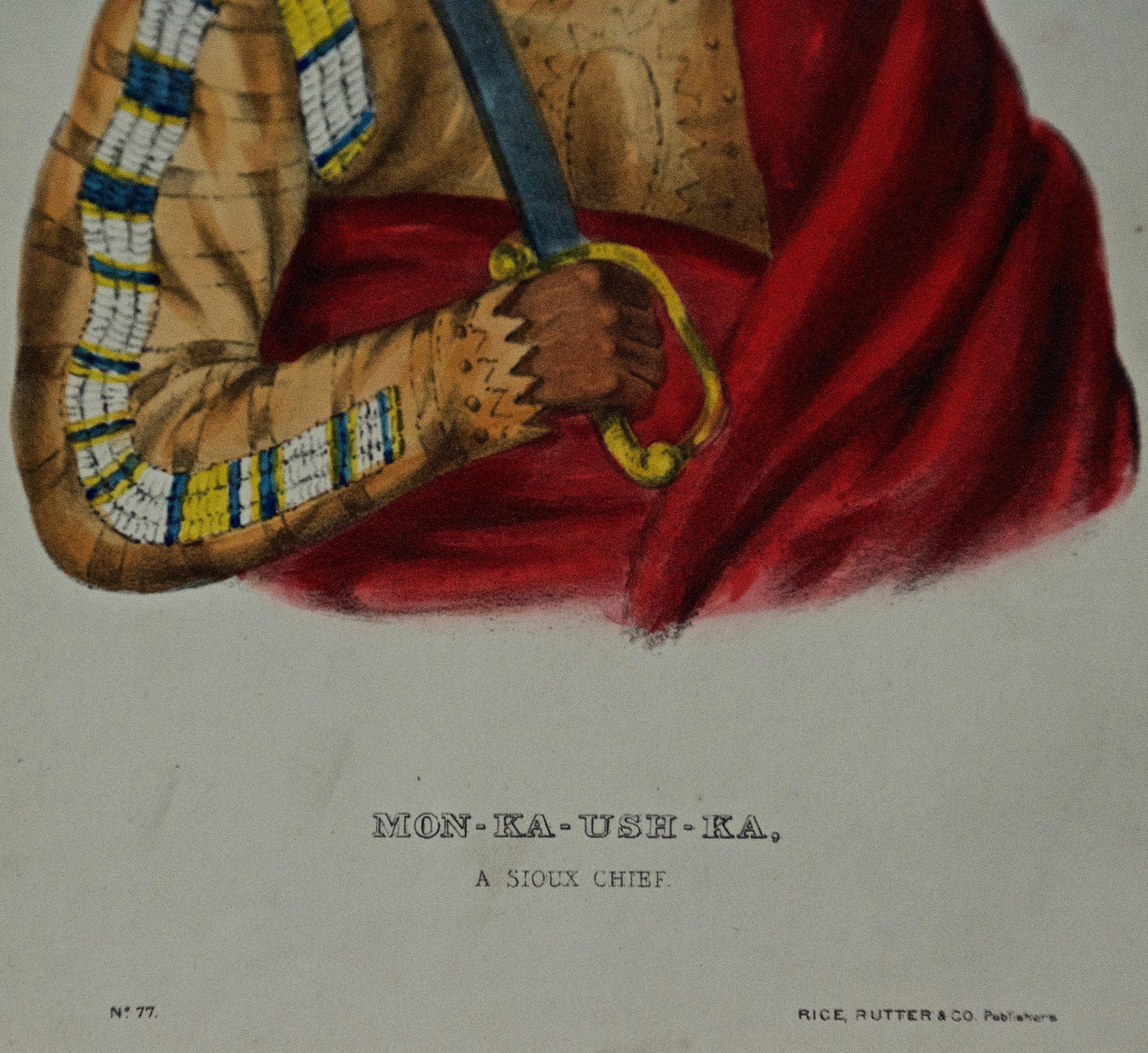 An original 19th century hand colored McKenney and Hall engraving of a Native American entitled 