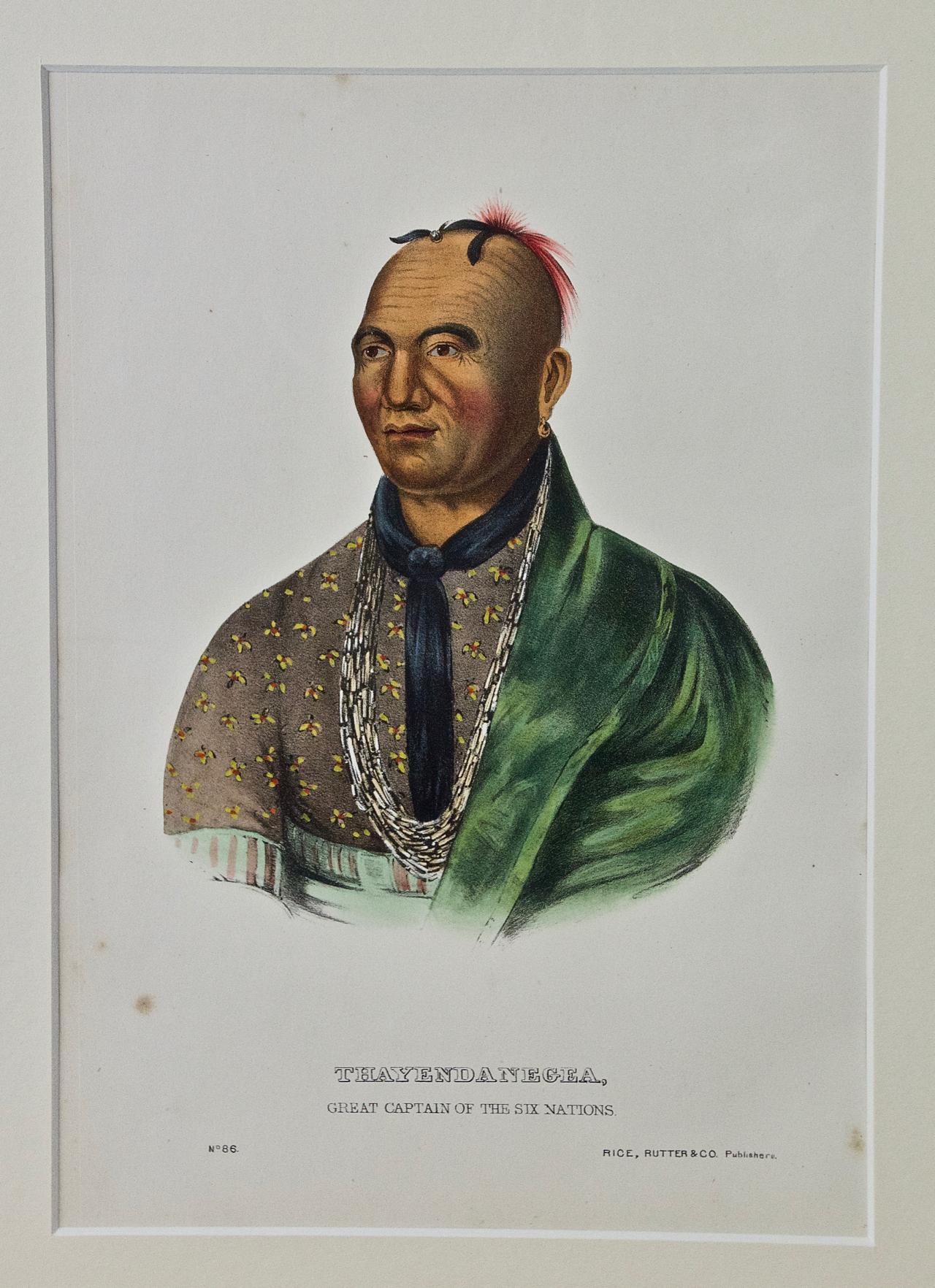 Original Hand Colored McKenney & Hall Engraving "Thayendanegea, Great Captain"