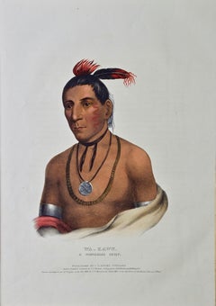 Wa-Kawn, A Winnebago Chief: Folio-sized Hand-colored McKenney & Hall Lithograph