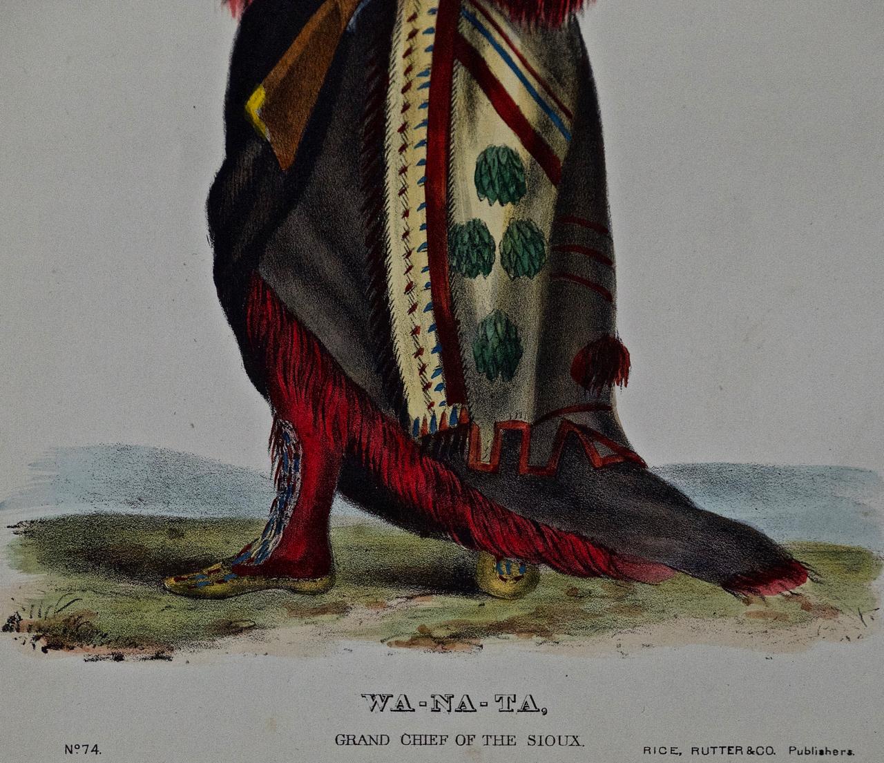Wa-Na-Ta, Chief of the Sioux: An Original Hand-colored McKenney & Hall Engraving For Sale 1