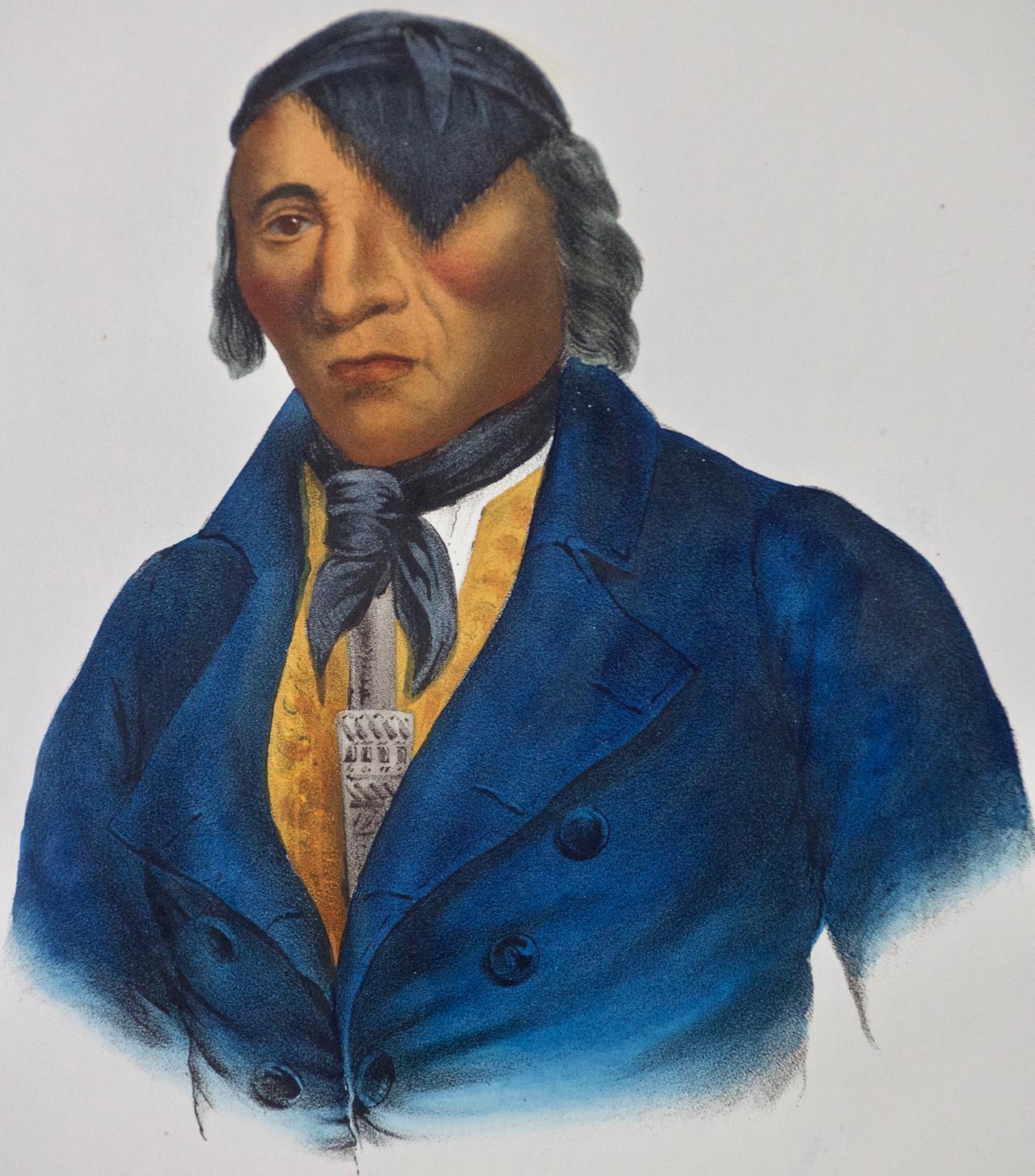 Waa-Pa-Shaw, Sioux Chief : une gravure originale colorée à la main de McKenney & Hall en vente 1