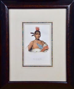 Original Hand-colored McKenney & Hall Lithograph "Mo Na Hon Ga, An Ioway Chief"