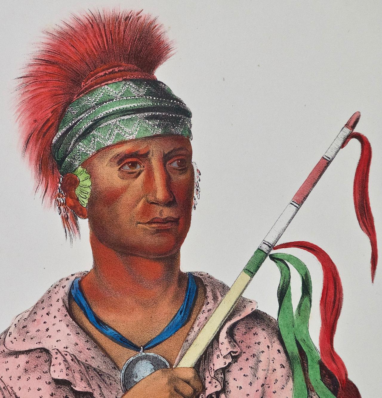 Ne-O-Mon-Ni, An Ioway Chief: An Original Hand Colored McKenney & Hall Lithograph 1