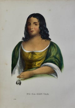 Po-Ca-Hon-Tas: Original handkolorierte Original-Lithographie McKenney & Hall