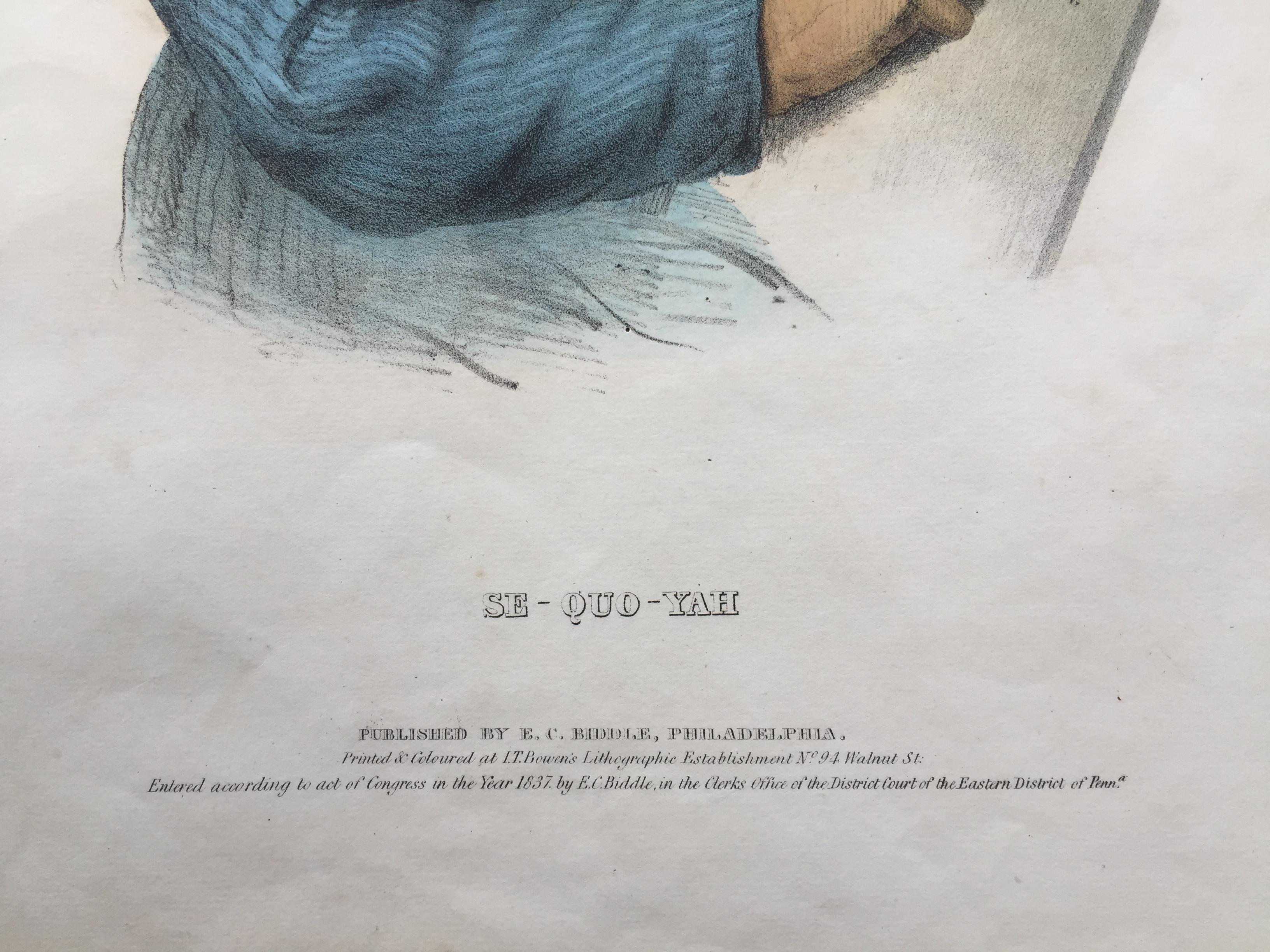 SE-QUO-YAH - Inventor of the Cherokee Alphabet - Historically Important - Print by McKenney & Hall