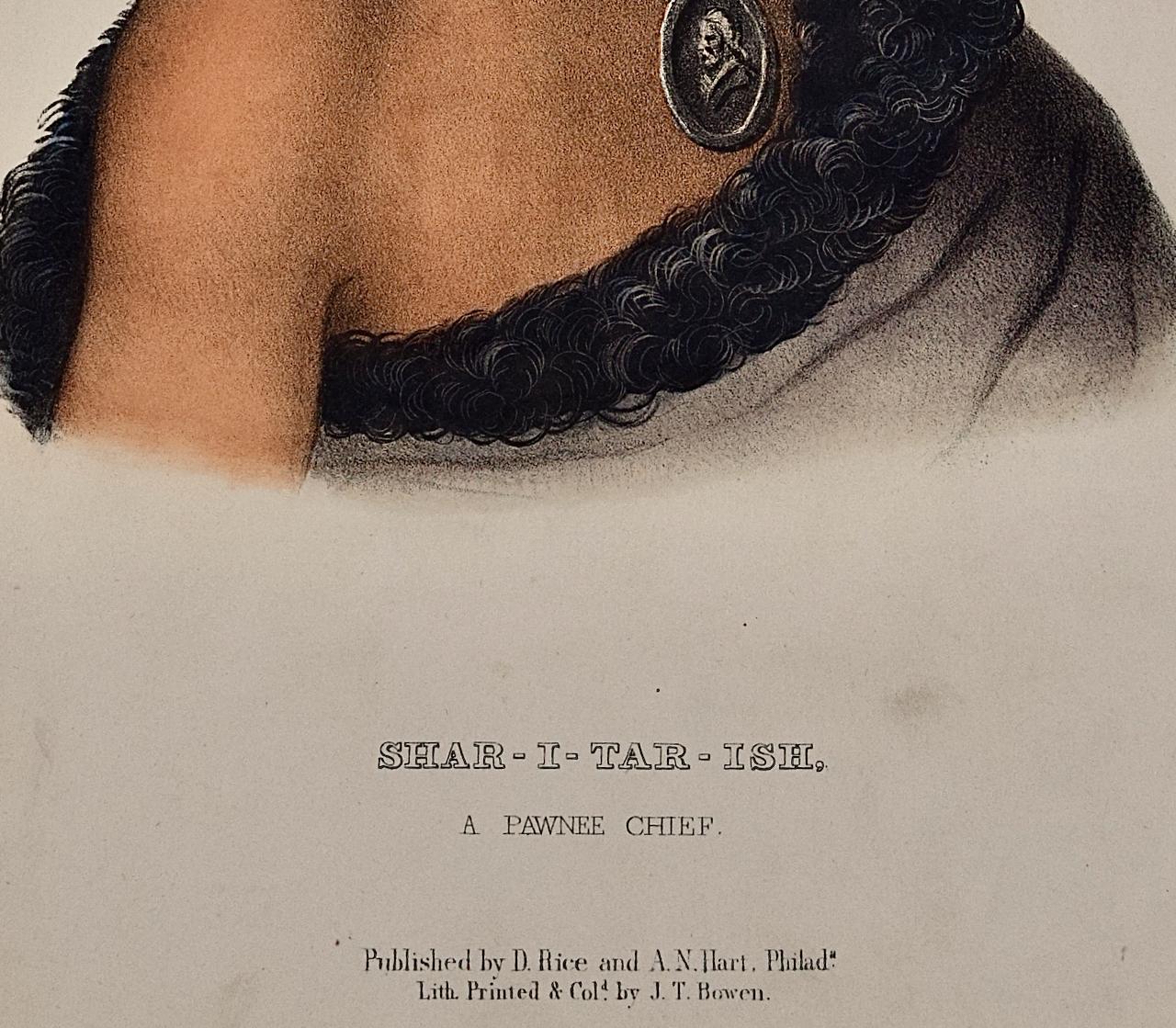 « Shar-I-Tar-Ish, A Pawnee Chief », lithographie originale colorée à la main par McKenney & Hall en vente 3