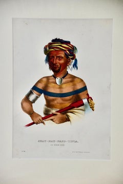 Shau-Hau-Napo-Tinia, Ioway Chief: A 19th C. Hand-colored McKenney & Hall Litho