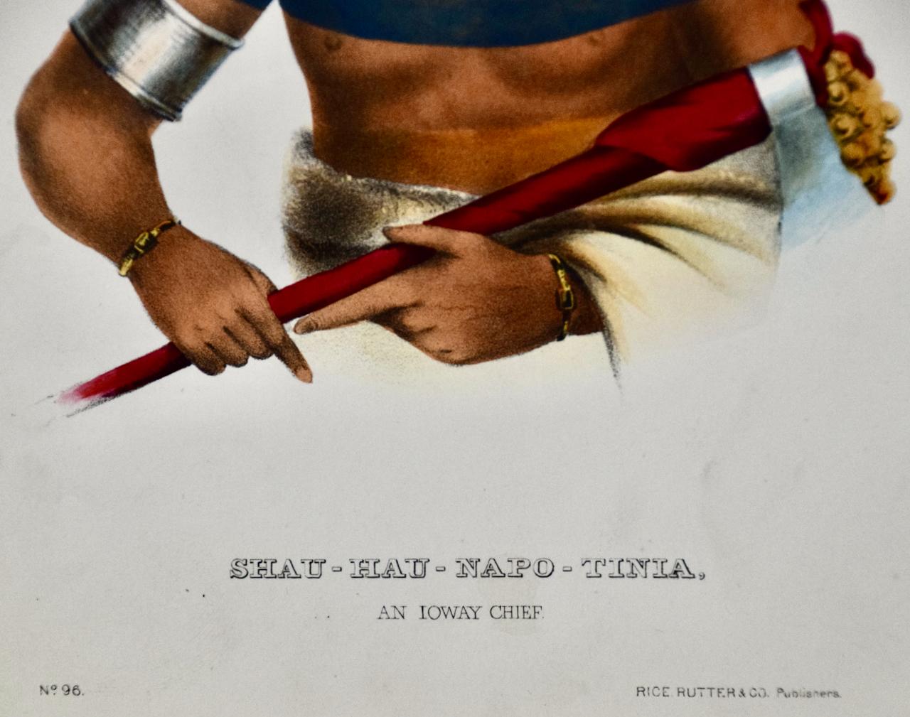 Shau-Hau-Napo-Tinia, Ioway Chief: A 19th C. Hand-colored McKenney & Hall Litho For Sale 3